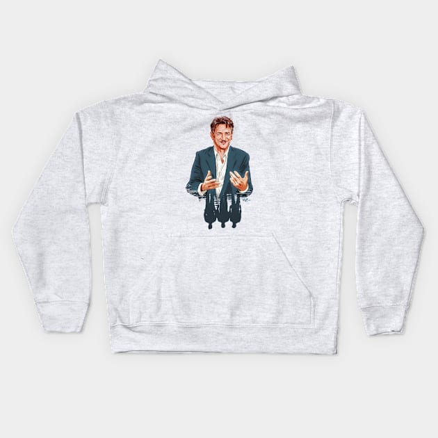 Sean Penn - An illustration by Paul Cemmick Kids Hoodie by PLAYDIGITAL2020